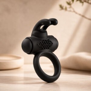 Silicone Vibrating Couples Ring (Black)