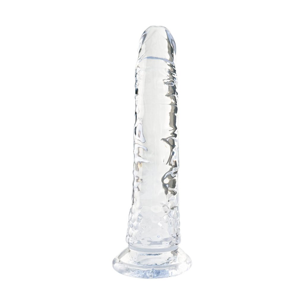 Clear purple realistic suction cup dildo